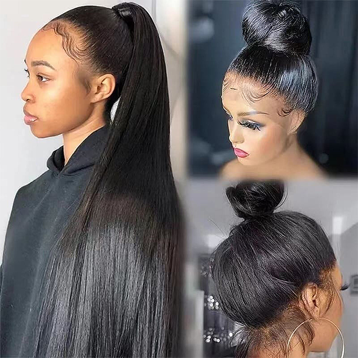 Invisible Strap Glueless Wig 200/400 Density Straight Human Hair 360 HD Lace Frontal Wigs 16-32 Inch Ready To Wear Pre Plucked