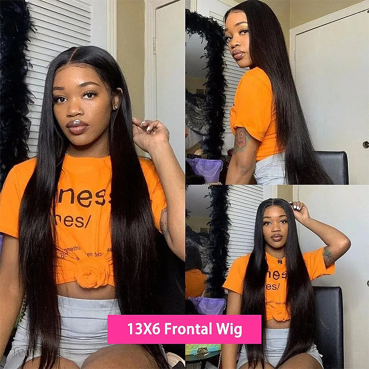 200/400 Density 100% Real HD Lace Straight Human Hair Wigs 13x64/13x6 HD Lace Frontal Wig 16-32 Inch 200/400 Density For Women Wear And Go