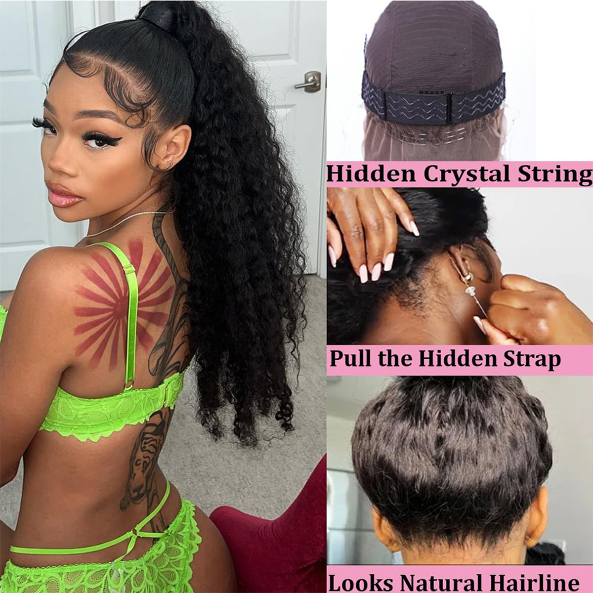 Wear And Go 360 Full Lace Wig Invisible Strap Jerry Curly Frontal Wig Curly Human Hair Wigs Brazilian 400 Density Pre Plucked