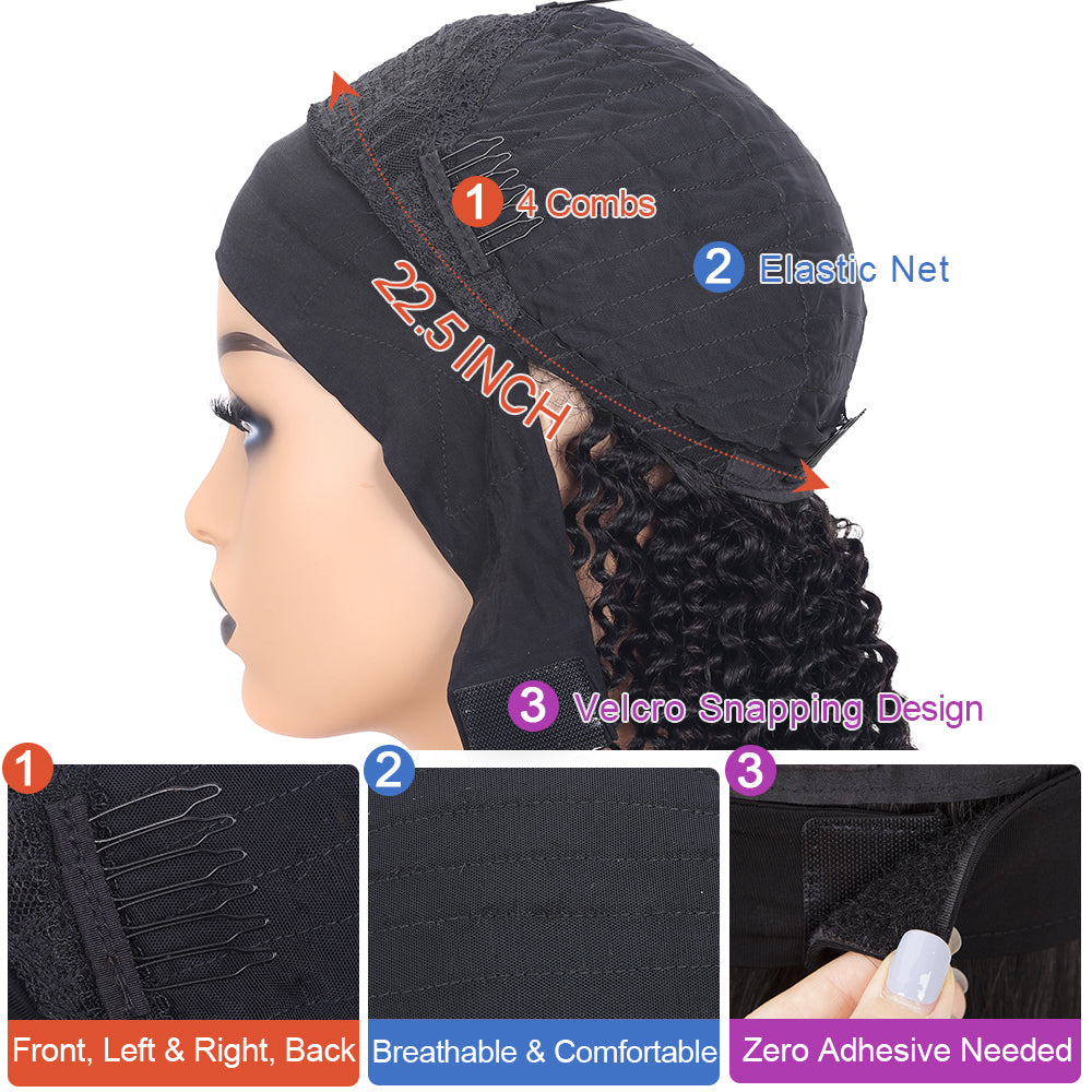 Afro Kinky Curly Silk Headband Wigs Human Hair for Black Women