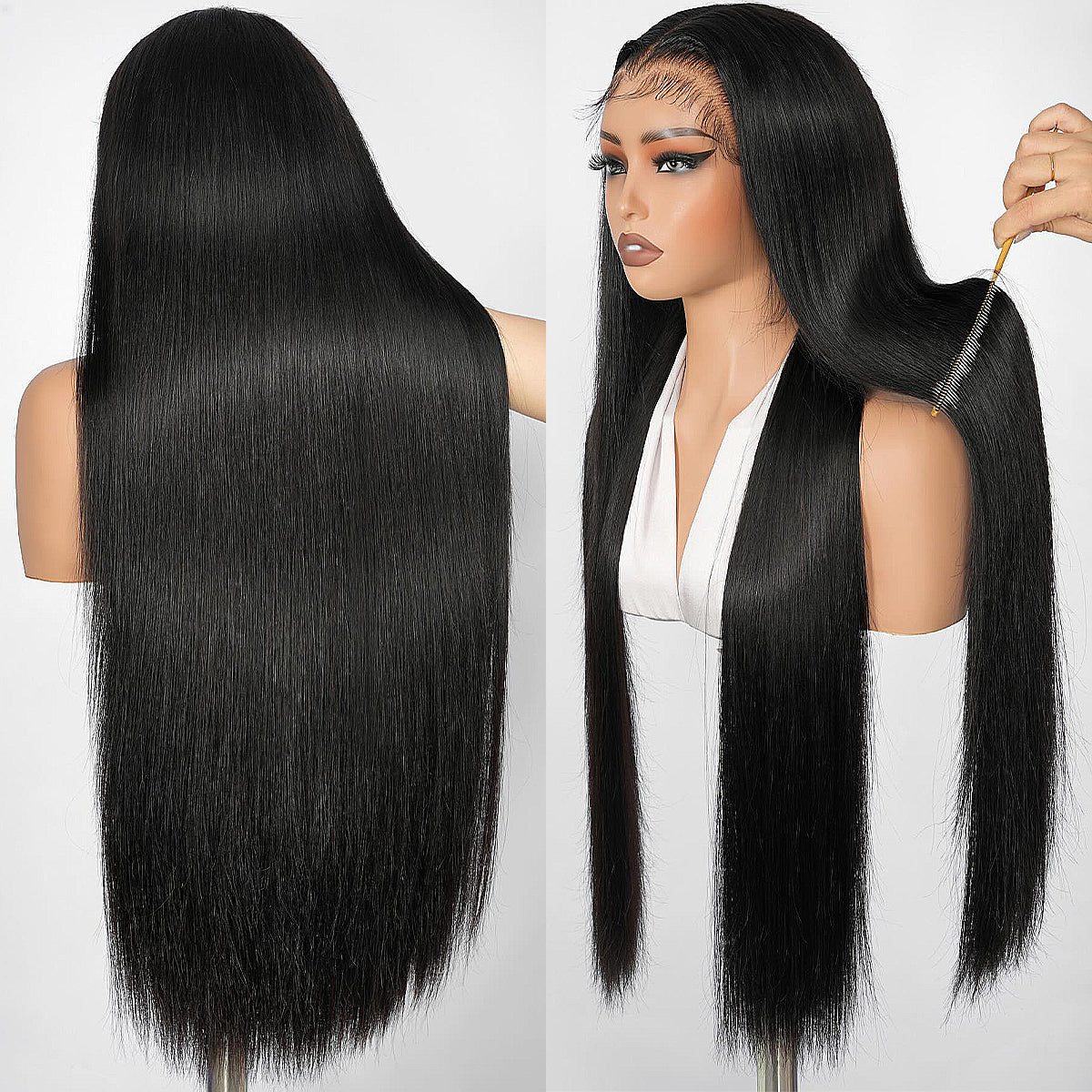 180 Density Bone Straight Human Hair Wigs 13x4 HD Lace Front Wig Super Double Drawn Human Hair Wigs For Women 16-32 Inch