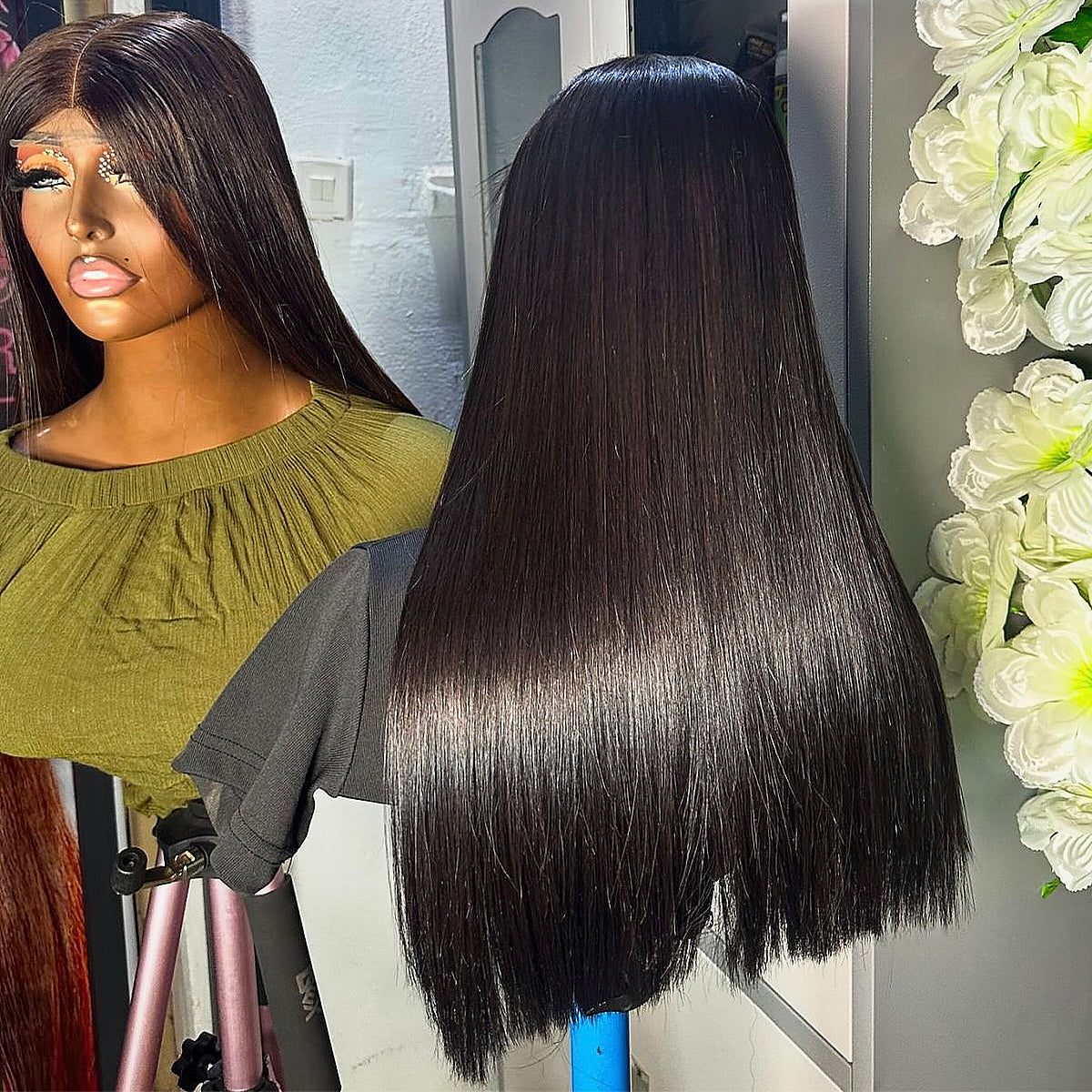 Super Double Drawn 180 Density Bone Straight Human Hair Wigs 13x4/13x6 HD Lace Frontal Wigs 100% Human Hair Pre Plucked For Women Wear And Go