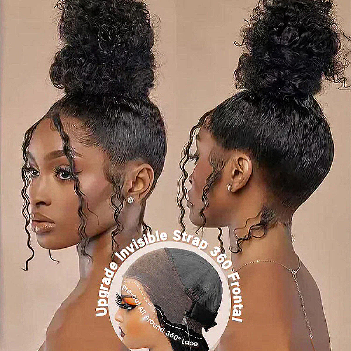 Wear And Go 200/400 High Density Jerry Curly 360 Hd Lace Frontal Human Hair Wigs Invisible Strap Pre Plucked 16-32 Inch