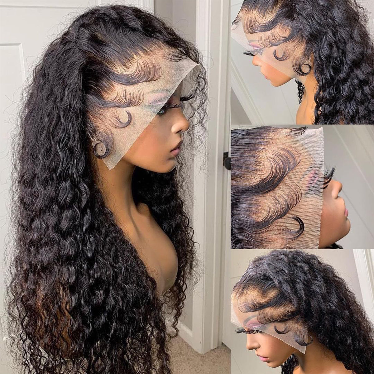 100% Real HD Lace Jerry Curly 16-32 Inch 13x6 HD Lace Frontal Wigs 200/400 Density 100% Human Hair Wigs Wear And Go For Women