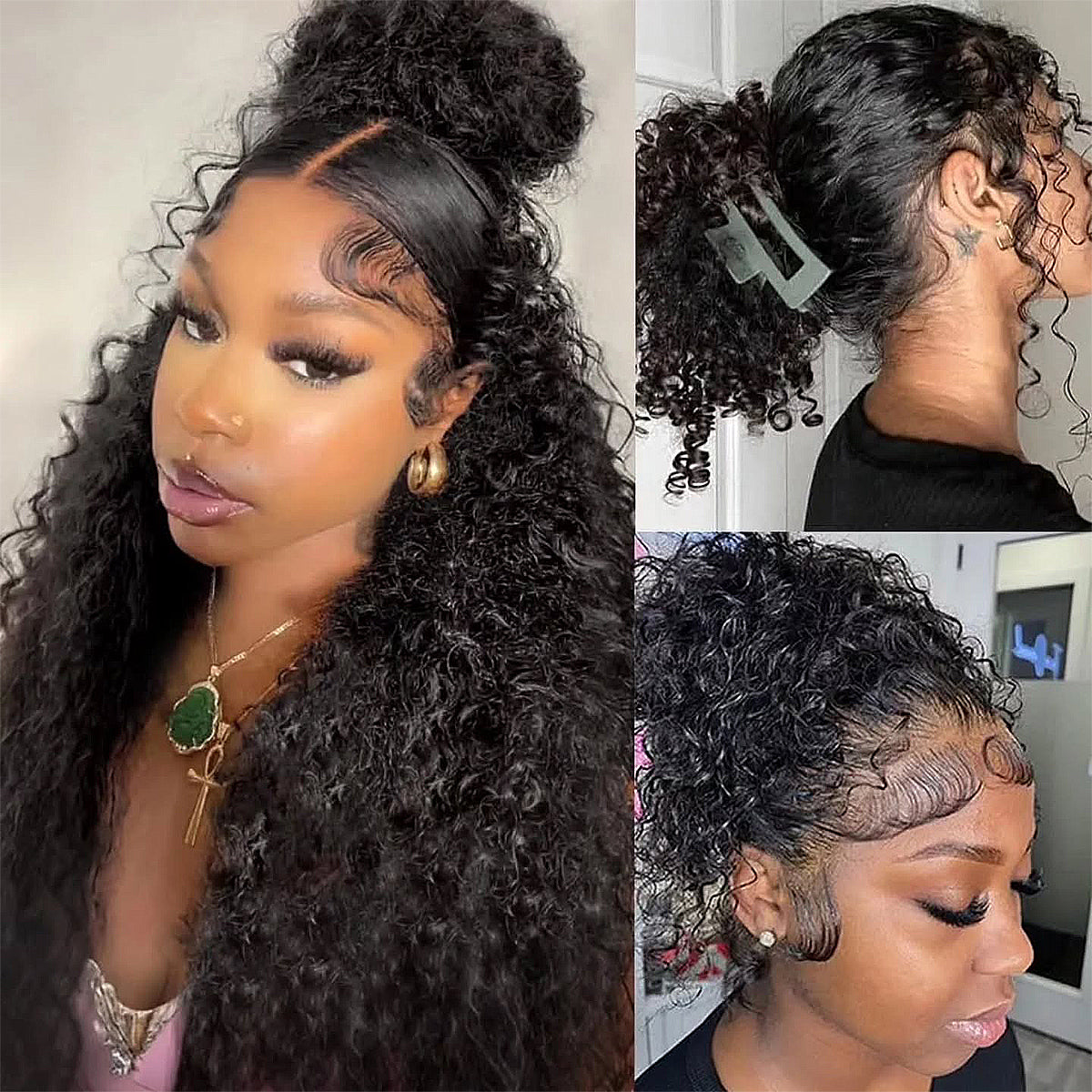 Wear And Go 360 Full Lace Wig Invisible Strap Jerry Curly Frontal Wig Curly Human Hair Wigs Brazilian 400 Density Pre Plucked