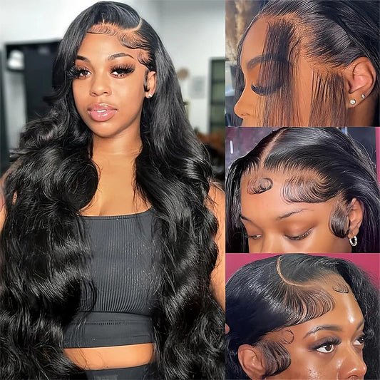 100% Human Hair Wigs Real Invisible HD Lace 16-32 Inch 13x4 Hd Body Wave Lace Front Wigs Pre Plucked 200/400 Density For Women