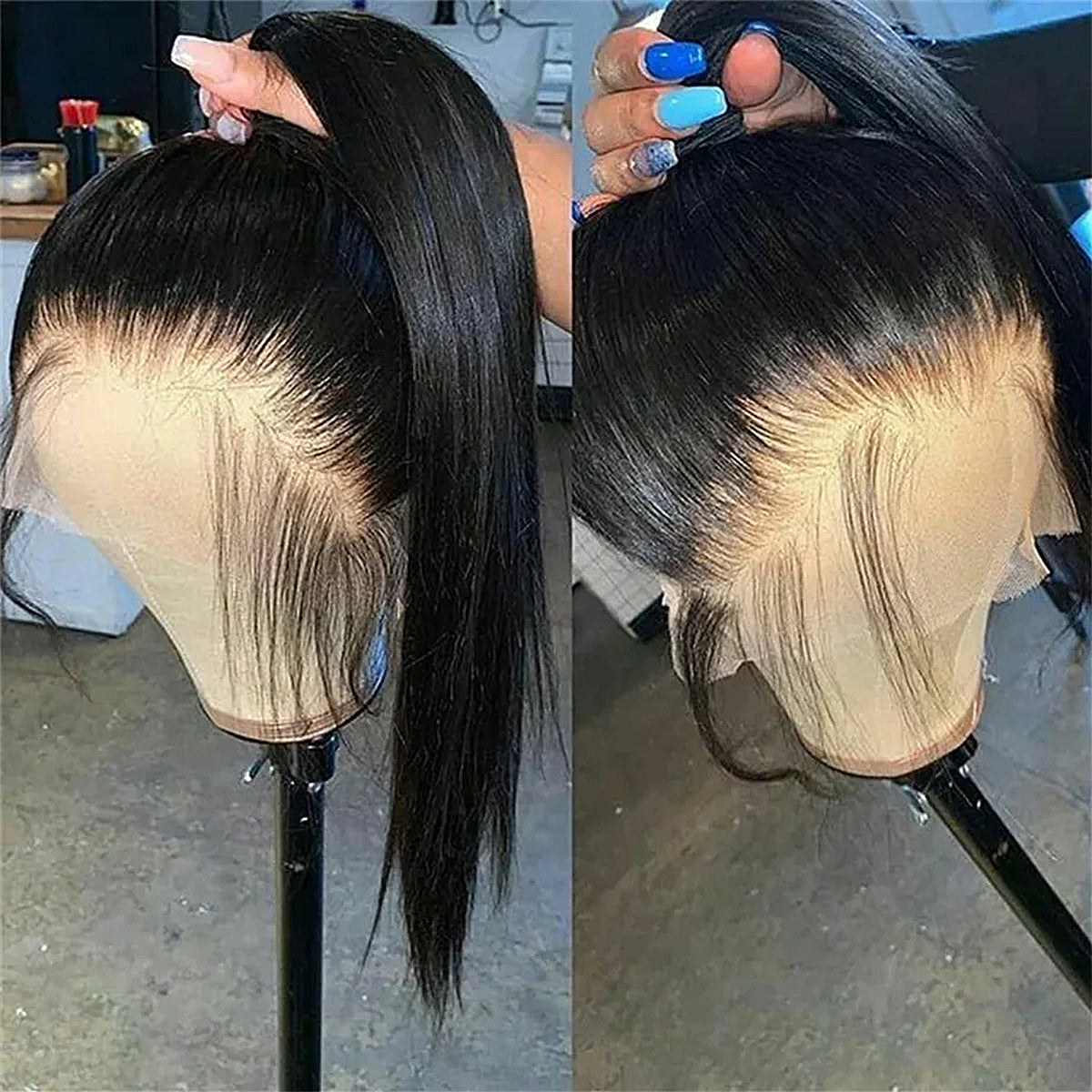 360 HD Full Lace Front Wigs Straight Wigs 100% Human Hair Pre Plucked Invisible Strap Glueless Wig 400 Density For Black Women Wear And Go