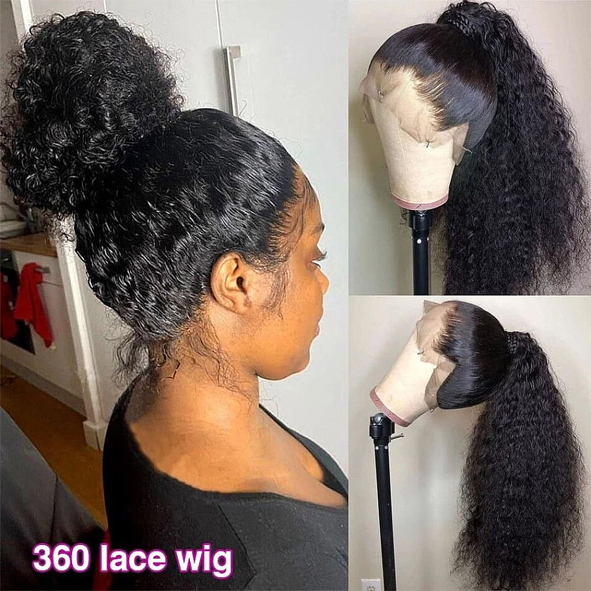 Wear And Go 360 Full Lace Wig Invisible Strap Jerry Curly Frontal Wig Curly Human Hair Wigs Brazilian 400 Density Pre Plucked