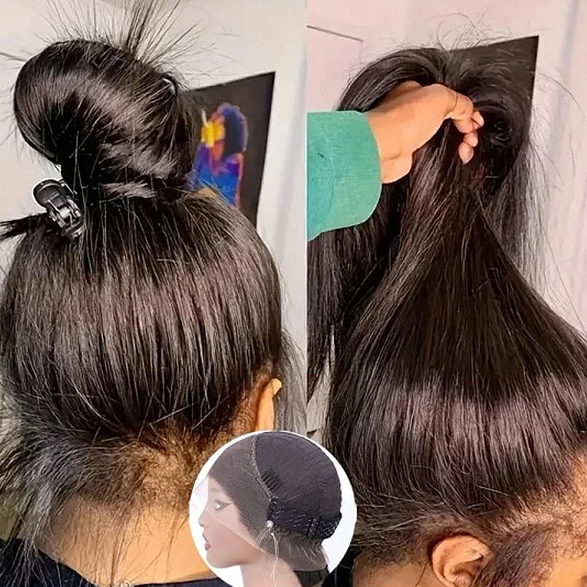 360 HD Full Lace Front Wigs Straight Wigs 100% Human Hair Pre Plucked Invisible Strap Glueless Wig 400 Density For Black Women Wear And Go