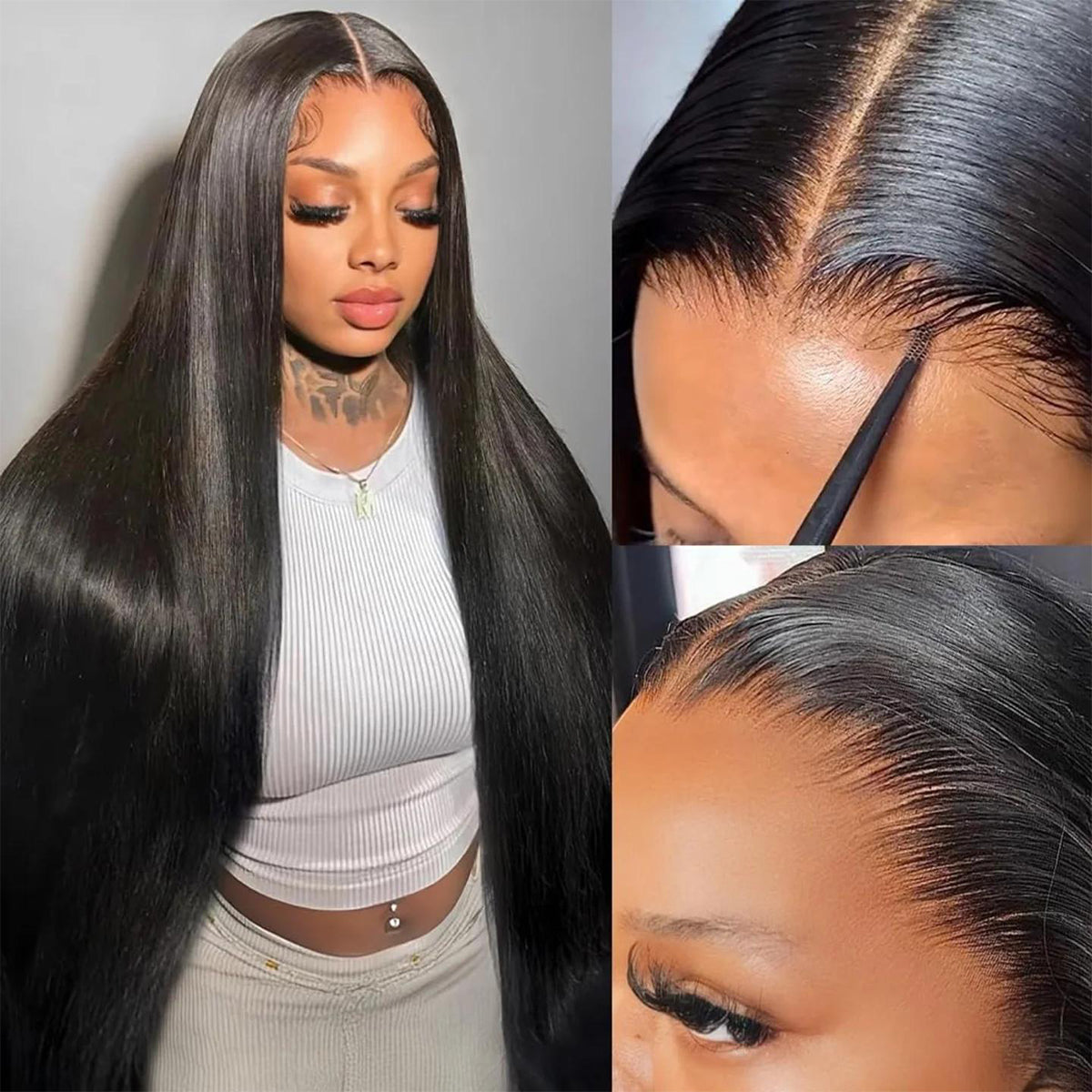 100% Real HD Lace Straight Human Hair Wigs 13x6 HD Lace Frontal Wig 16-32 Inch 200/400 Density 100%Human Hair Wigs For Women Wear And Go