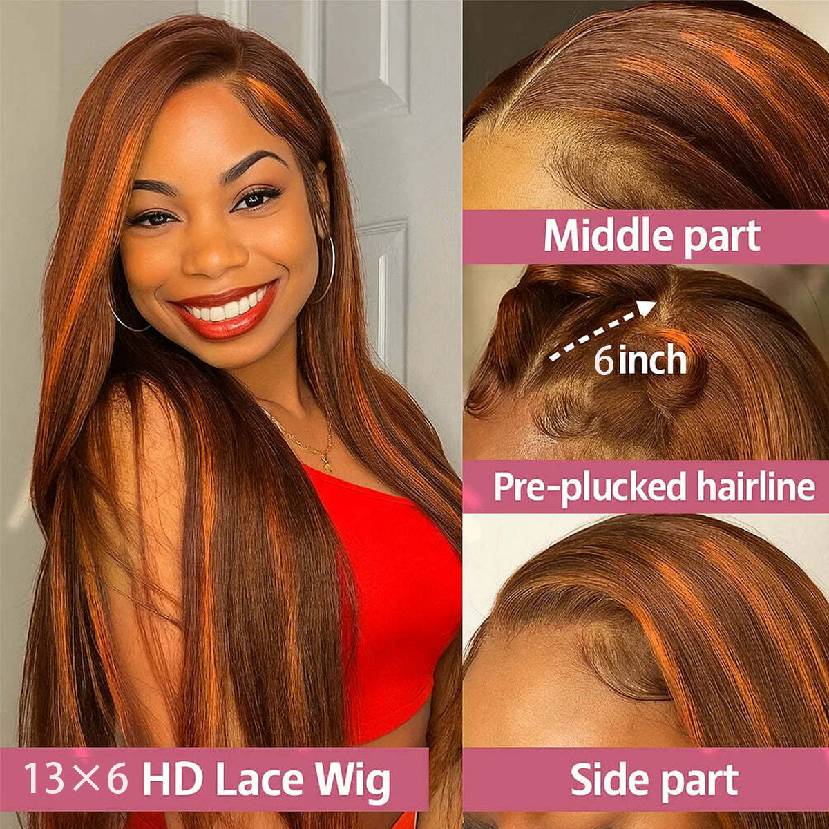 400 Density 200/400 Density 100% Real HD Lace P4/350 400 Density Straight Lace Front Wigs Pre Plucked 100% Human Hair Wig 13x6 HD Lace Frontal Wigs For Black Women Wear And Go