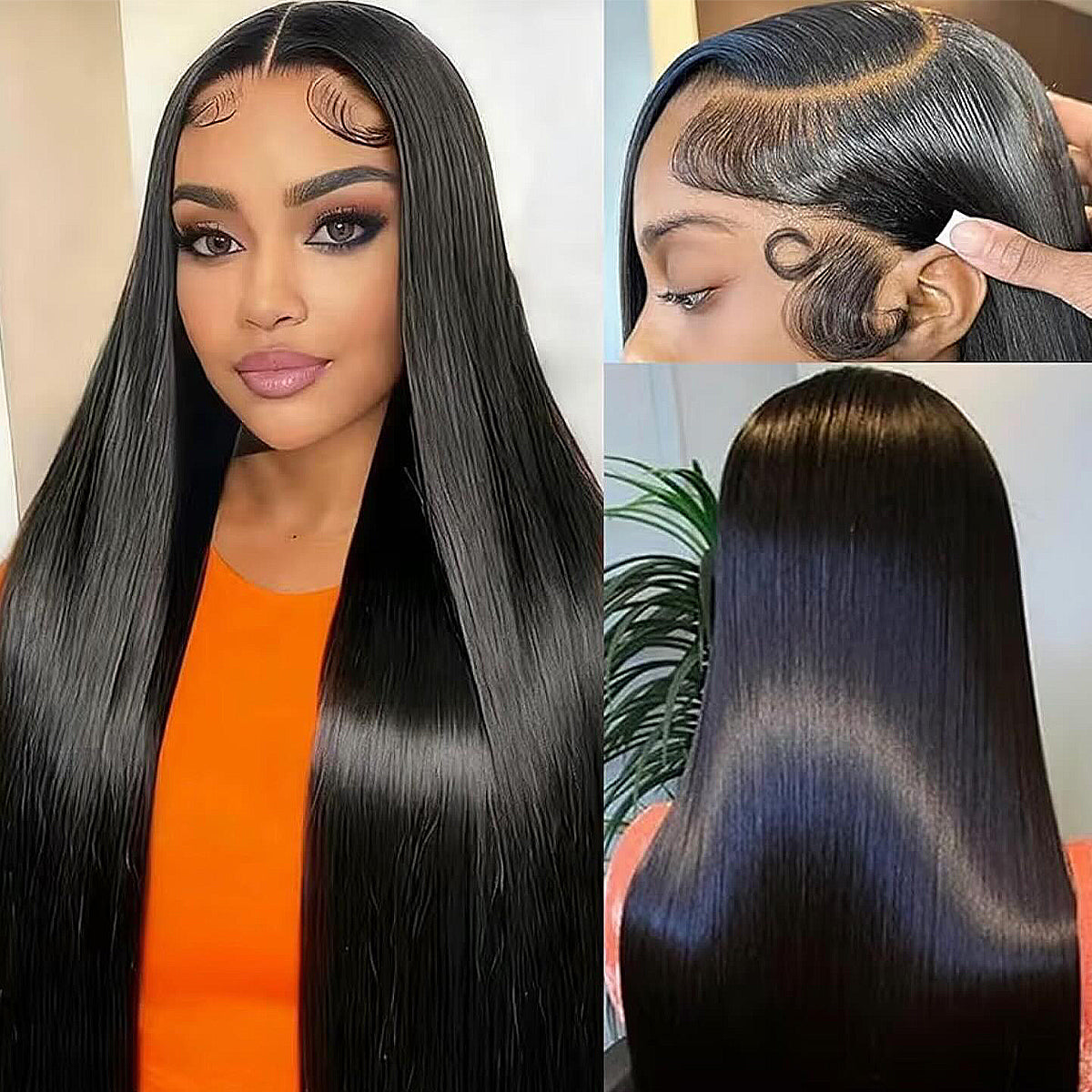 180 Density Bone Straight Human Hair Wigs 13x4 HD Lace Front Wig Super Double Drawn Human Hair Wigs For Women 16-32 Inch