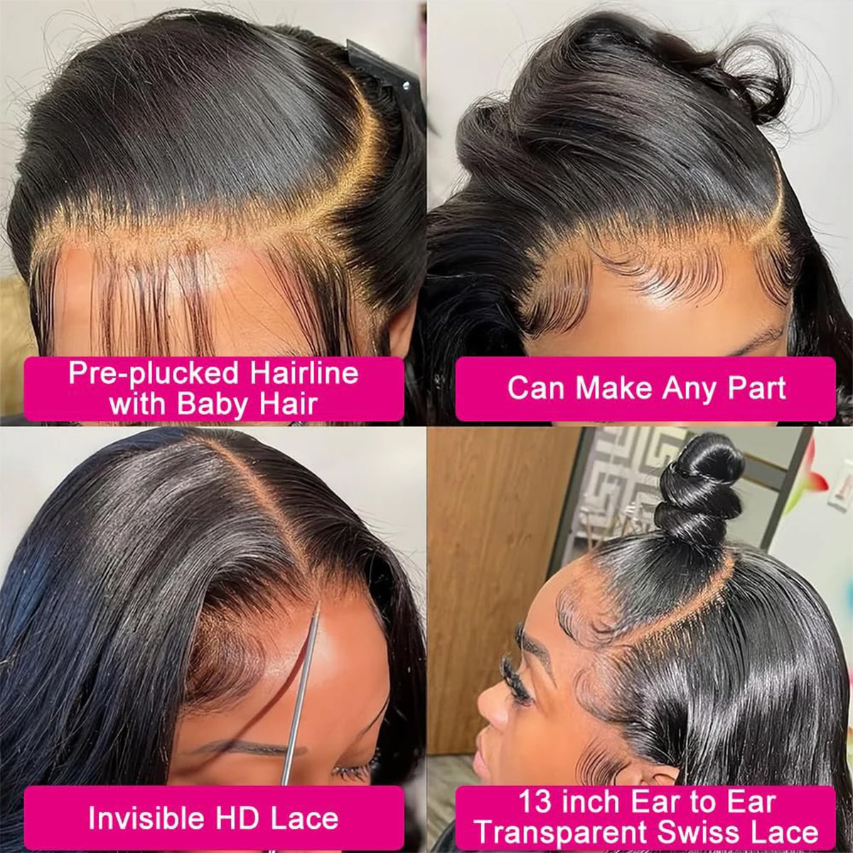100% Human Hair Wigs Real Invisible HD Lace 16-32 Inch 13x4 Hd Body Wave Lace Front Wigs Pre Plucked 200/400 Density For Women