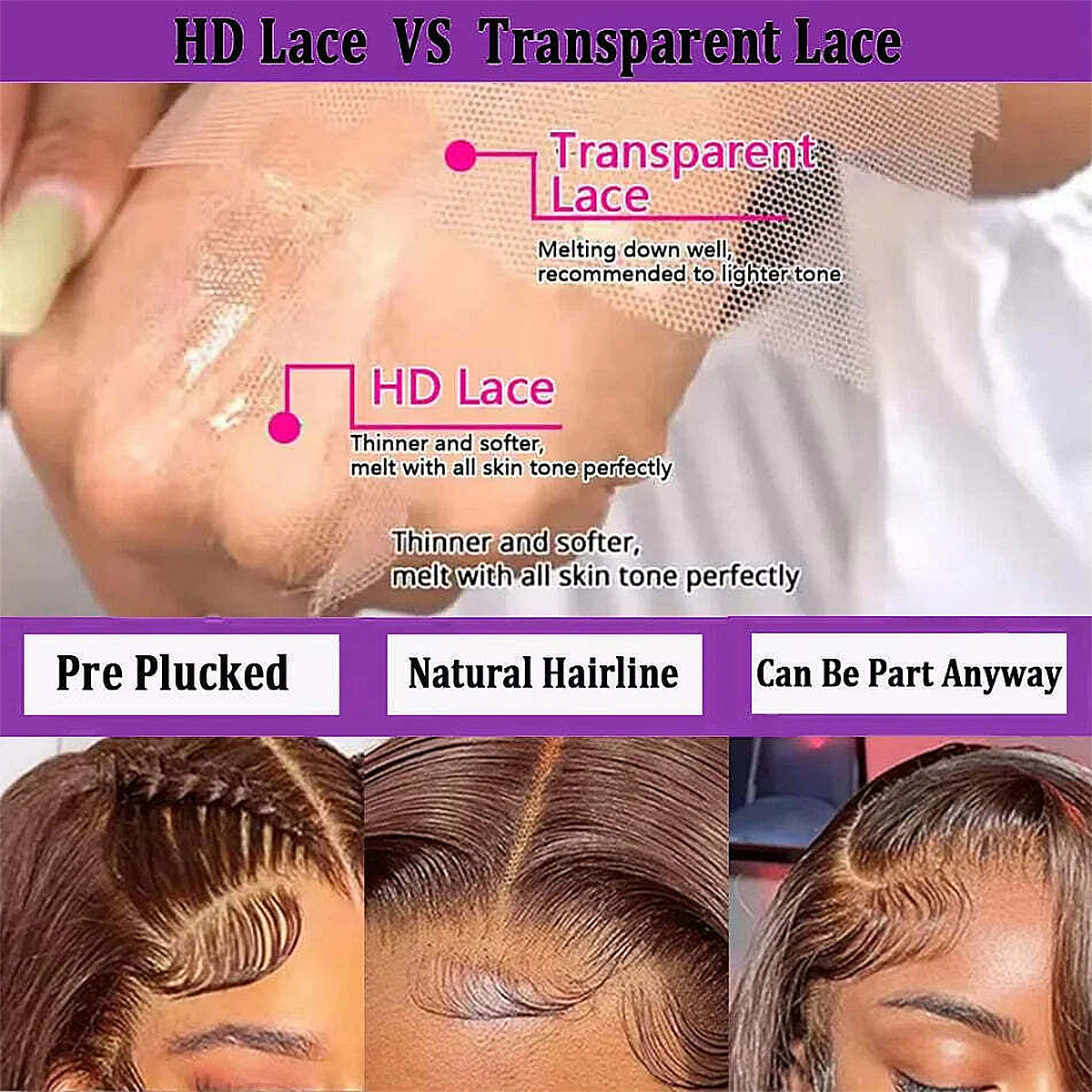 100% Real HD Lace 400 Density Chocolate Brown Straight Lace Front Wigs Pre Plucked 100% Human Hair Wig 13x6 HD Lace Frontal Wigs For Black Women Wear And Go