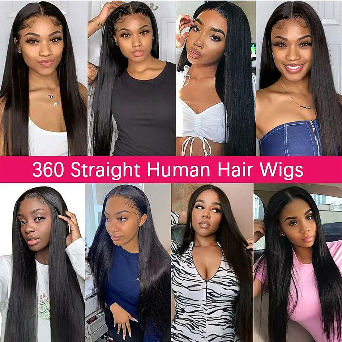 360 HD Full Lace Front Wigs Straight Wigs 100% Human Hair Pre Plucked Invisible Strap Glueless Wig 400 Density For Black Women Wear And Go