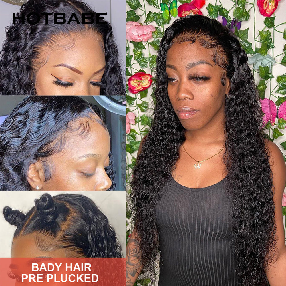 Water Wave Wigs 13X6 HD Transparent Lace Front Human Hair Wigs For Women Pre Plucked Brazilian Curly Lace Front Wig Remy Hair Hotbabe
