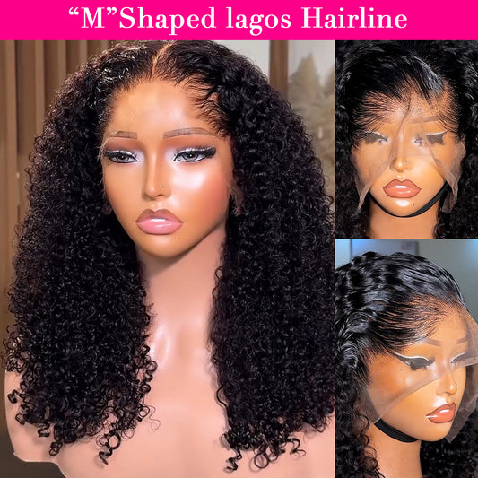 400 Denstiy Kinky Curly Lagos Hairline Wig Human Hair 13x6 HD Lace Frontal Wig Brazilian Curly Human Hair Wigs For Women HOTBABE
