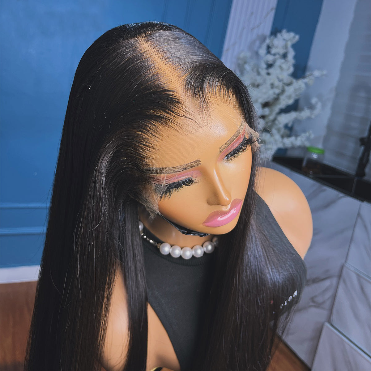 Lagos Hairline Bone Straight Human Hair Wig 400 Density 13x6 HD Lace Frontal Wigs Human Hair Pre Plucked Brazilian Hair 13x4 HD Lace Front Wig