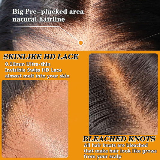 Bone Straight HD Lace Frontal Wigs 400% Density 13x6 HD Lace Melt Skin HD Lace Front Human Hair Wig Preplucked HD Lace Front Wig