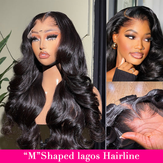 13x6 HD Lace Frontal Wig Lagos Hairline Body Wave Wig Human Hair 13x4 HD Lace Front Wigs Brazilian Preplucked Wig