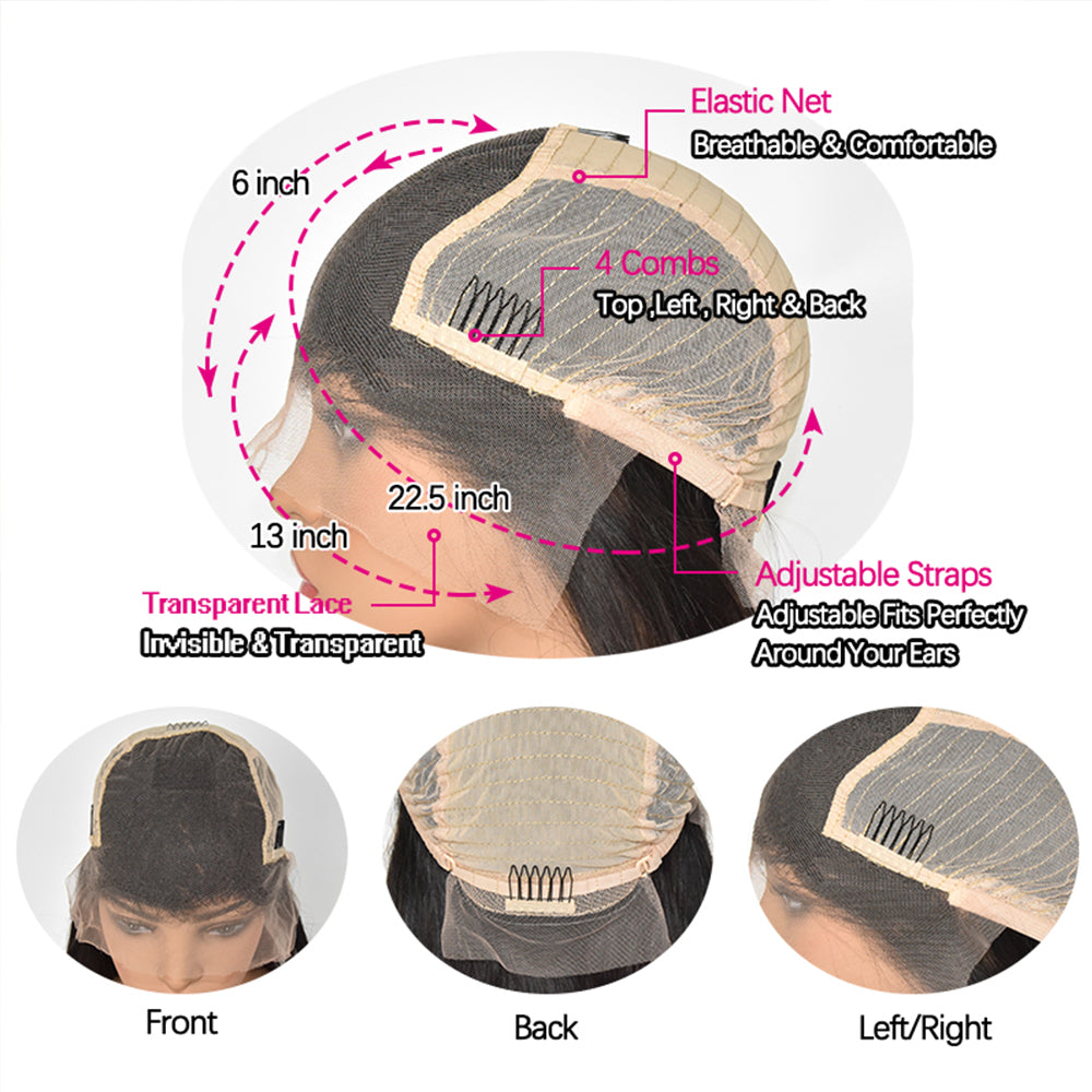 Body Wave 13x6 Transparent Lace Front Wig Human Hair Lace Frontal Wigs For Black Women Brazilian Hair Pre Plucked