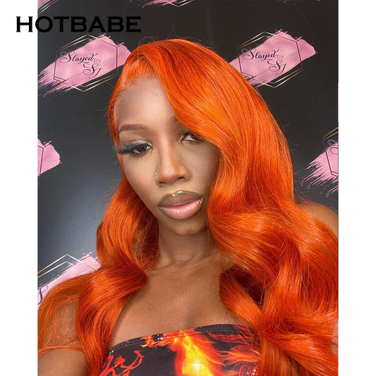 Orange Ginger Color 13x6 Lace Front Wigs Pre Plucked Brazilian
