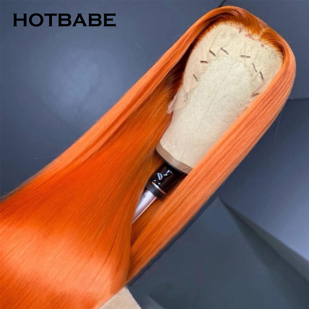 Ginger Orange Color 13*6 Lace Front Wigs for Women Brazilian Pre Plucked Remy Human Hair Wigs