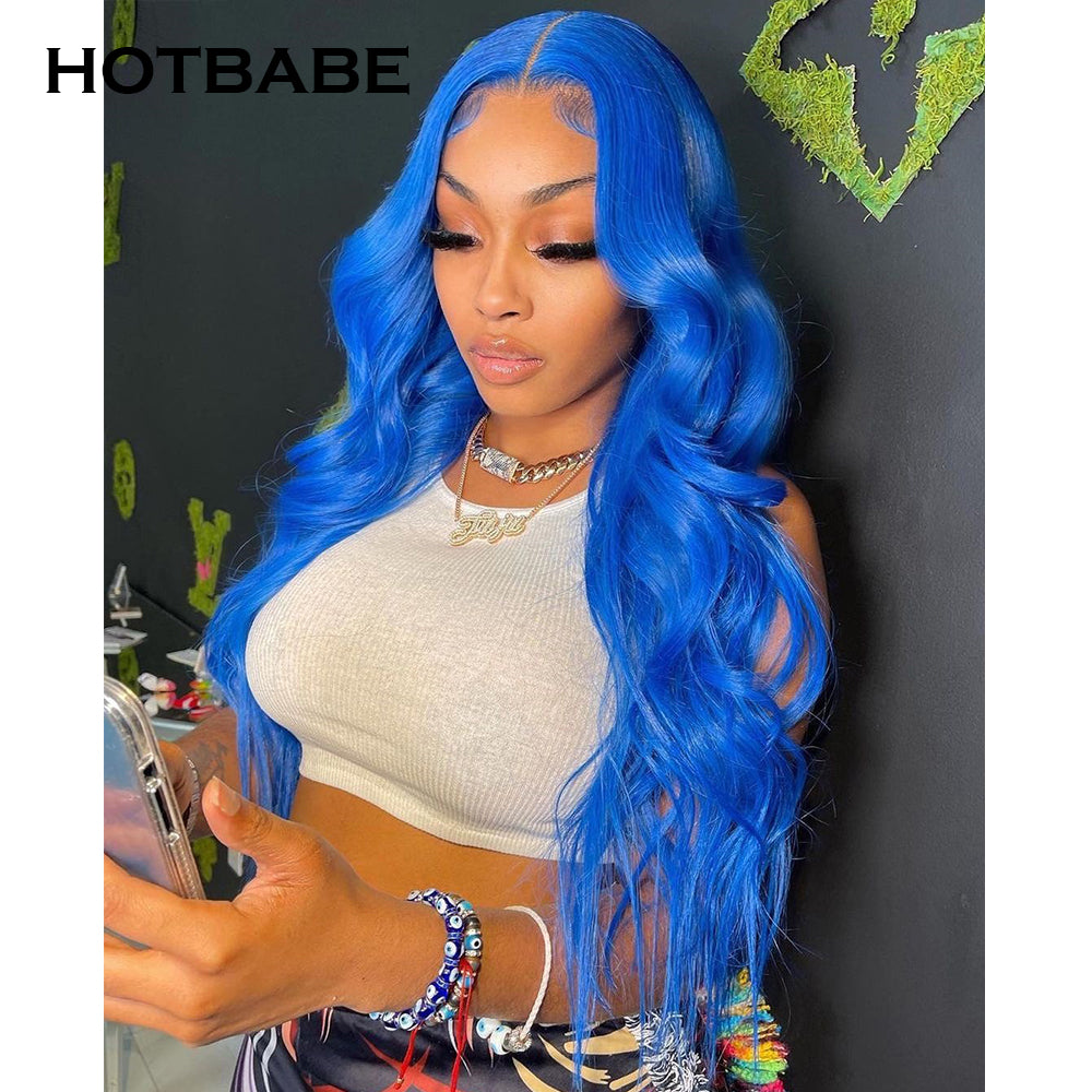 Blue Color Body Wave 13x6/13x4 Lace Front Wigs PrePlucked Lace Frontal Wig