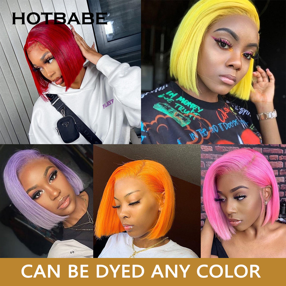 613 HD 13x6 Transparent Lace Frontal Bob Wig Human Hair Short Blonde Straight Lace Front Wig