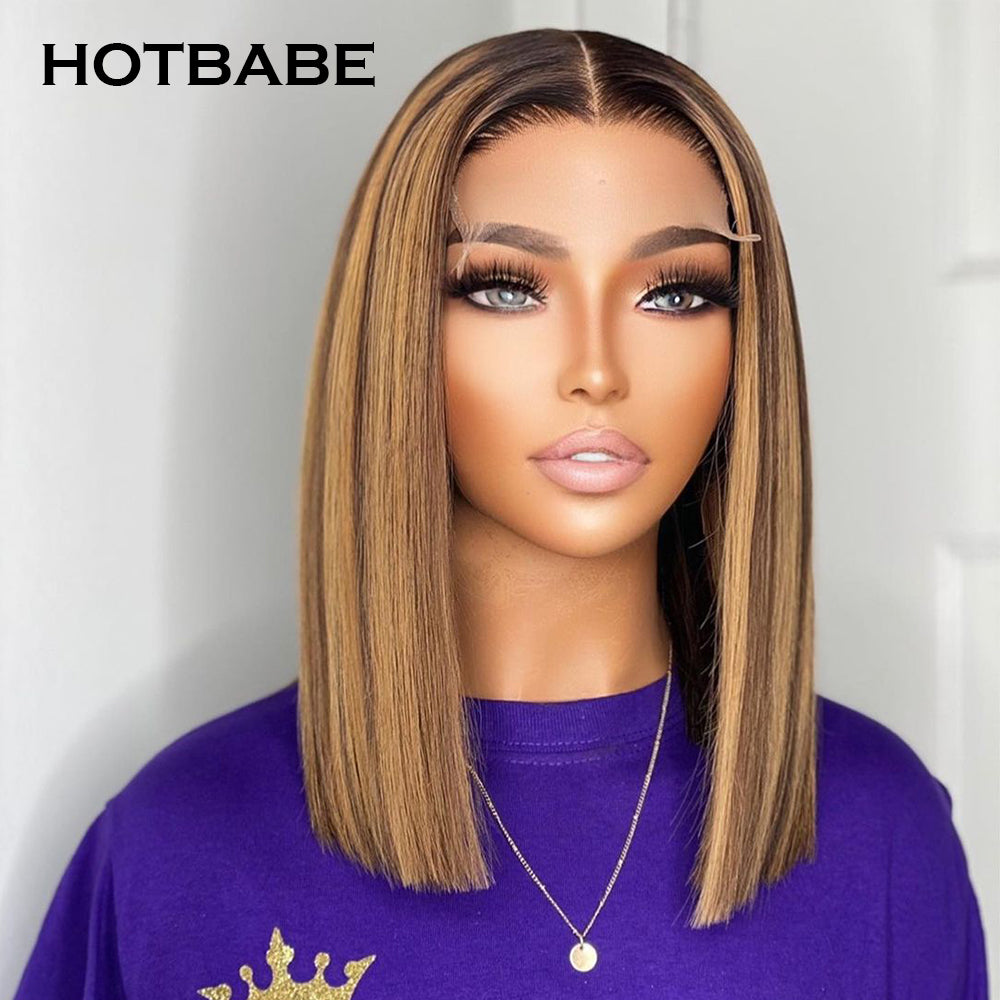 Transparent 4/27 Highlight Wig Short Bob Lace Front Wigs