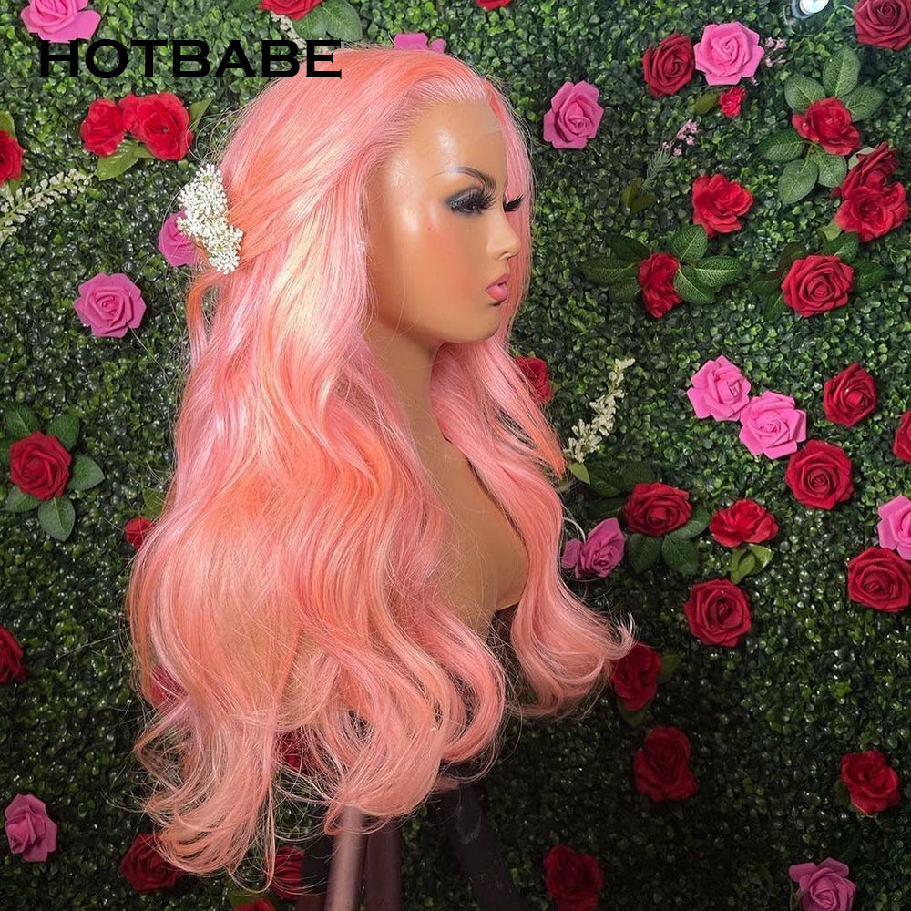 30 Inch Pink Wig Body Wave Transparent Lace Front Wigs For Women