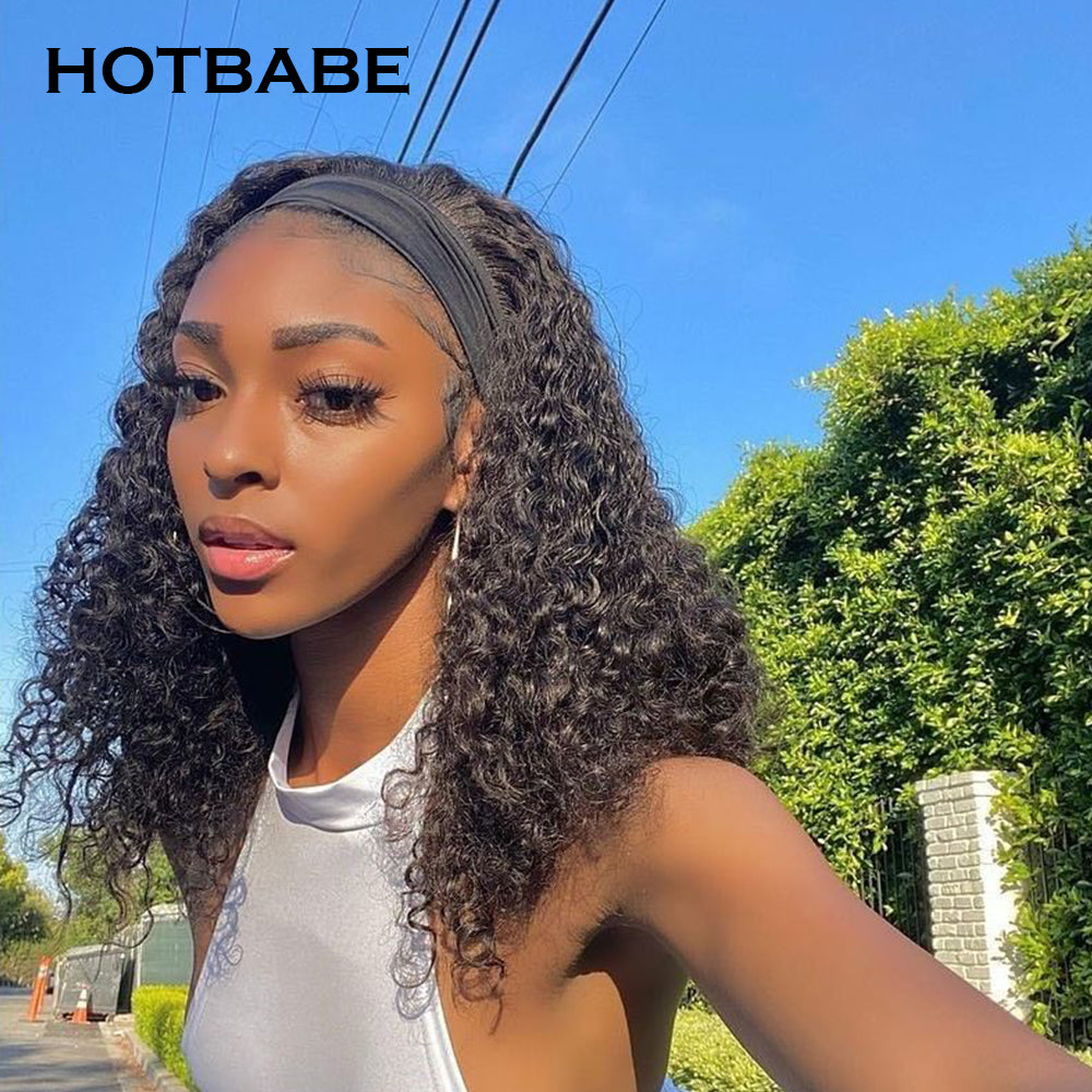 Brazilian Kinky Curly Headband Wig Human Hair 10-26 Inch Glueless