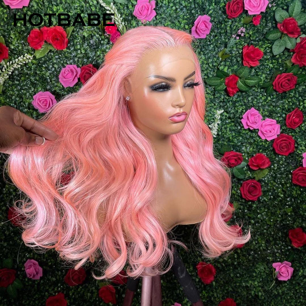 30 Inch Pink Wig Body Wave Transparent Lace Front Wigs For Women