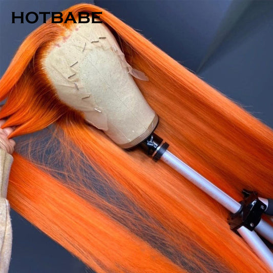 Ginger Orange Color 13*6 Lace Front Wigs for Women Brazilian Pre Plucked Remy Human Hair Wigs