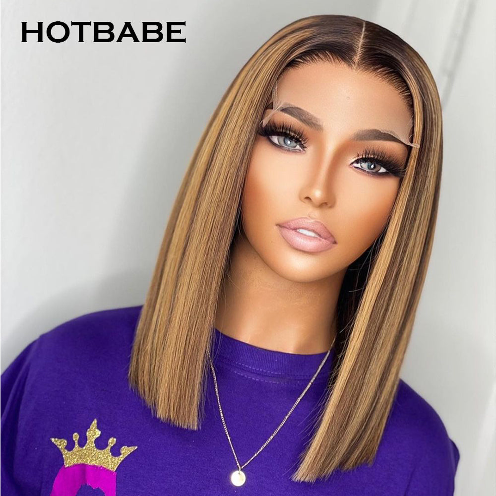 Transparent 4/27 Highlight Wig Short Bob Lace Front Wigs