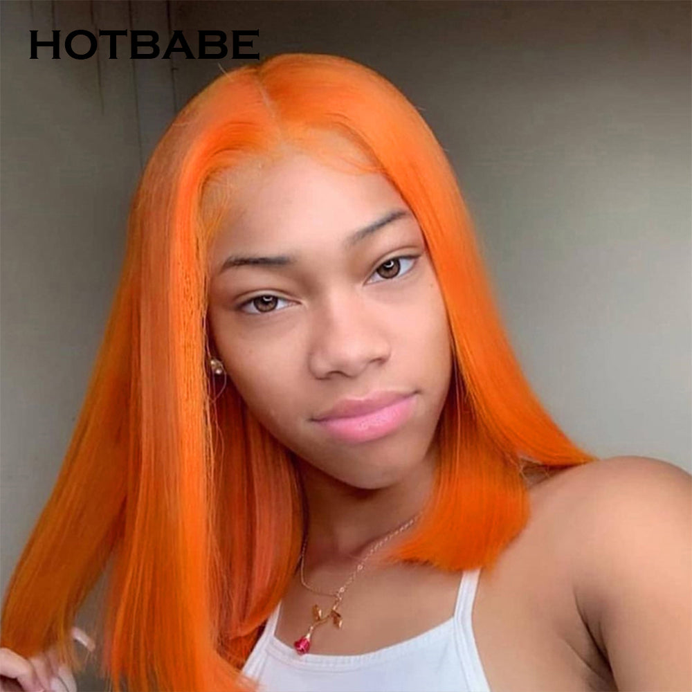 Ginger Orange Lace Front Short Cut Bob Wig For Black Women