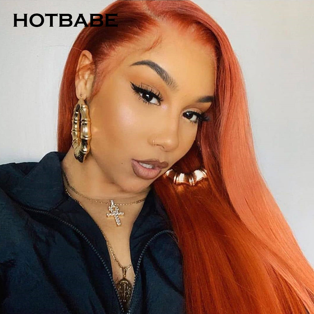 Ginger Orange Color 13*6 Lace Front Wigs for Women Brazilian Pre Plucked Remy Human Hair Wigs