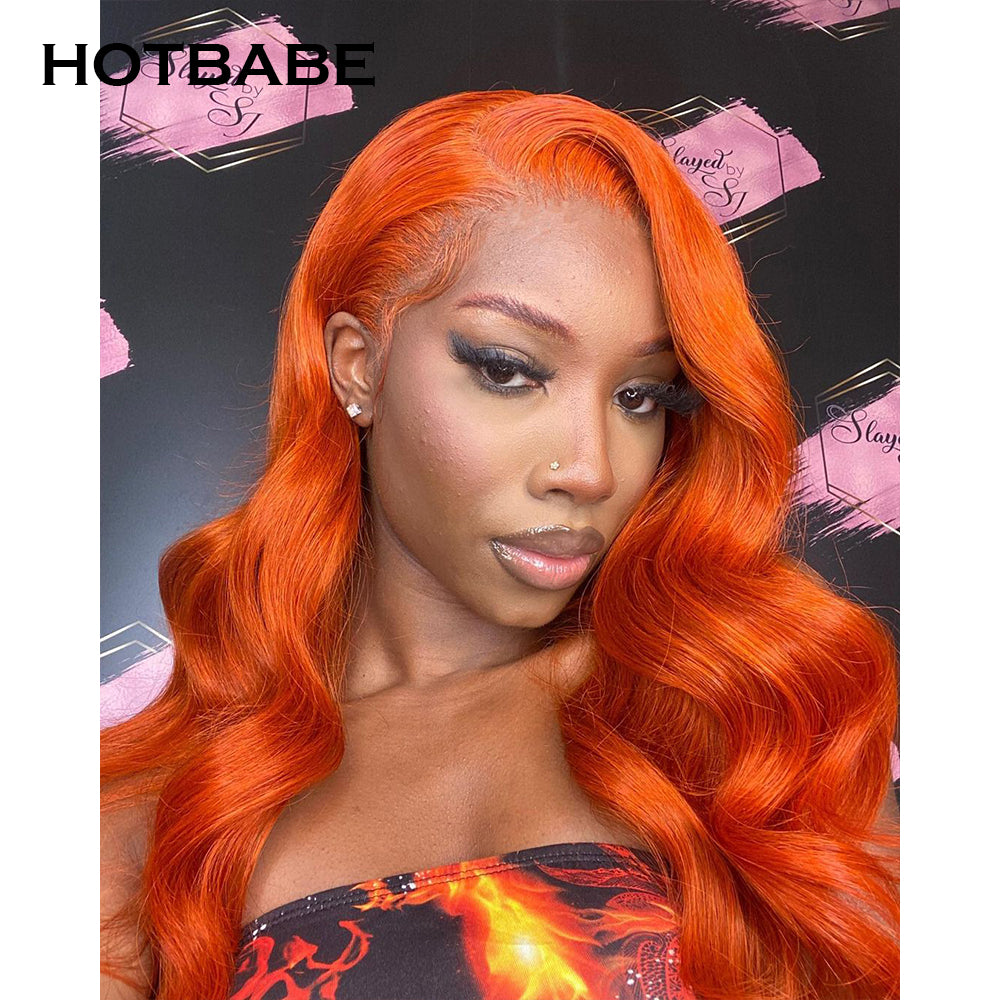 Orange Ginger Color 13x6 Lace Front Wigs Pre Plucked Brazilian