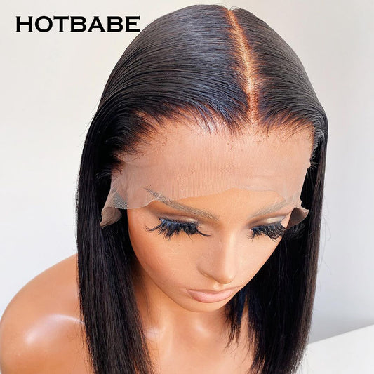 Kinky Straight Bob Wig 100% Human Hair Wigs 150 Density Yaki Bob Wig