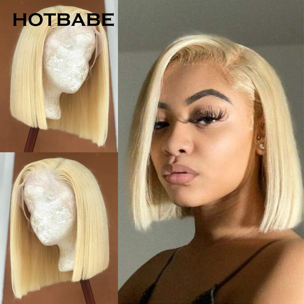 613 HD 13x6 Transparent Lace Frontal Bob Wig Human Hair Short Blonde Straight Lace Front Wig
