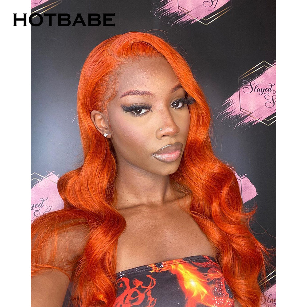 Orange Ginger Color 13x6 Lace Front Wigs Pre Plucked Brazilian