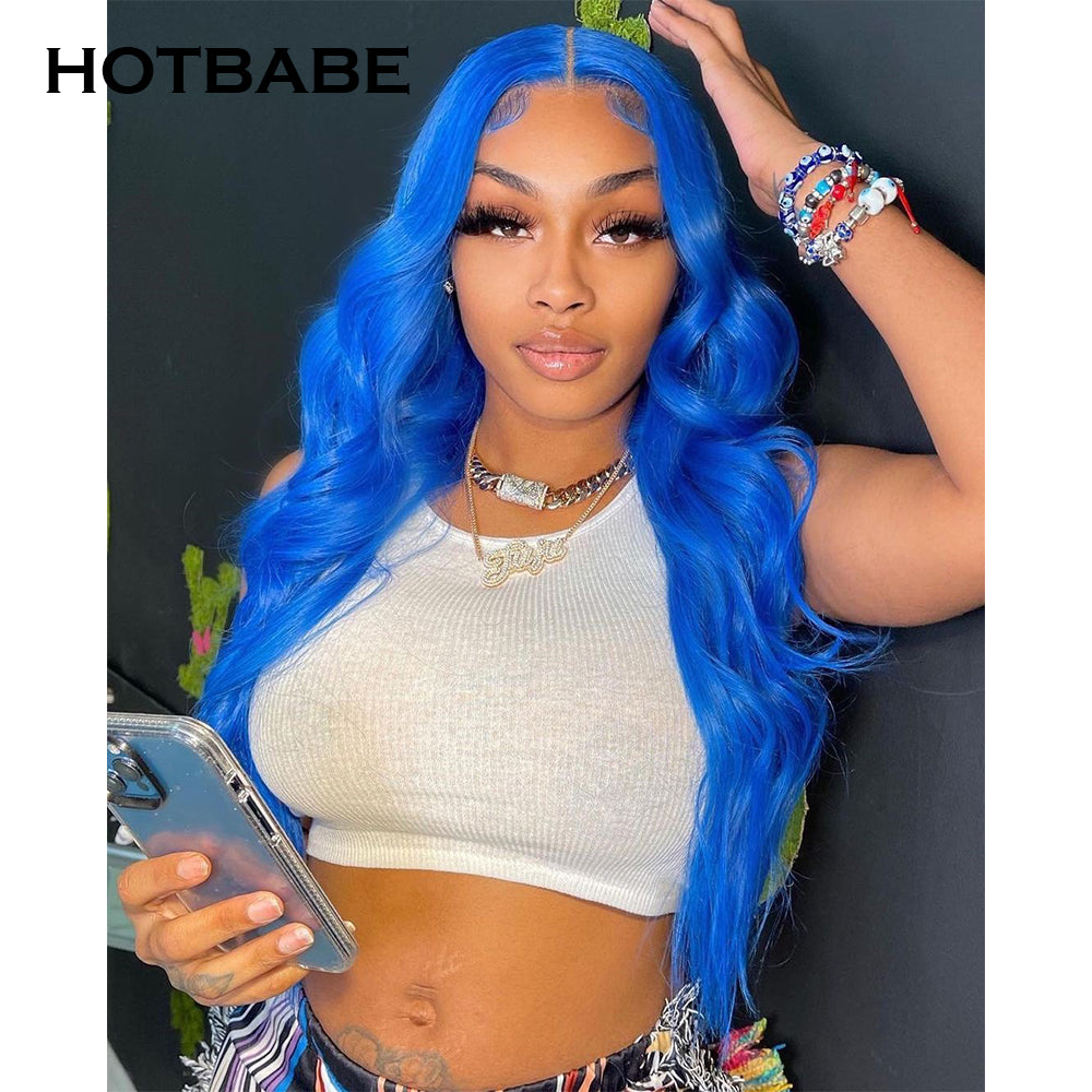 Blue Color Body Wave 13x6/13x4 Lace Front Wigs PrePlucked Lace Frontal Wig