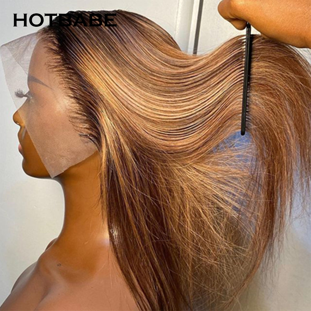 30 Inch Highlight Colored Lace Front Wigs Straight Human Hair Wigs